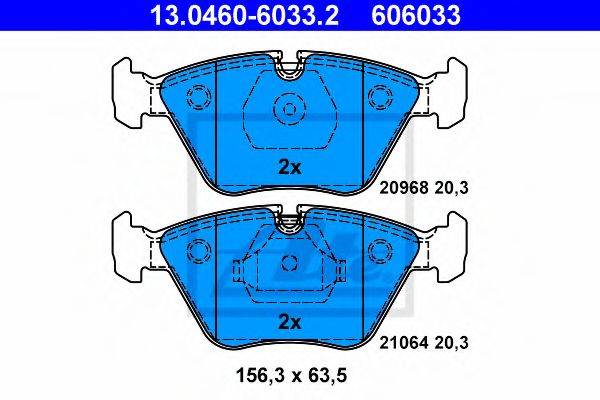 ATE - 13.0460-6033.2 - Гальмівні колодки дискові перед. BMW 5 (E34), 7 (E32), Z3 (E36) 1.8-5.0 01.88-
