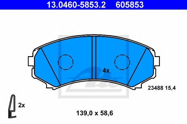 ATE - 13.0460-5853.2 - Гальмівні колодки дискові перед. Mazda Mpv I; Mitsubishi Grandis, Pajero  2.0D-4.5 12.90-