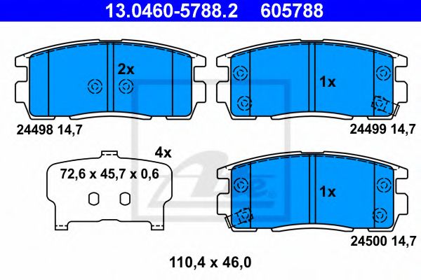ATE - 13.0460-5788.2 - Гальмівні колодки дискові зад. Chevroler Captiva/Opel Antara 2.4, 3.2 V6 06-