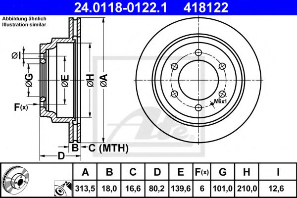 ATE - 24.0118-0122.1 - Гальмівний диск зад. Opel Montery  92-99 (313X18MM)