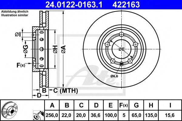 ATE - 24.0122-0163.1 - Гальмівний диск