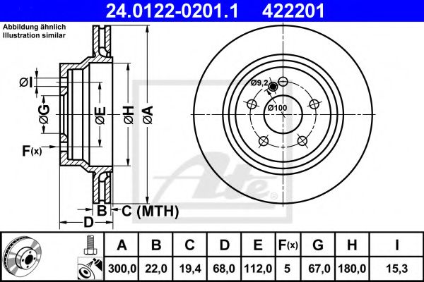 ATE - 24.0122-0201.1 - Гальмівний диск