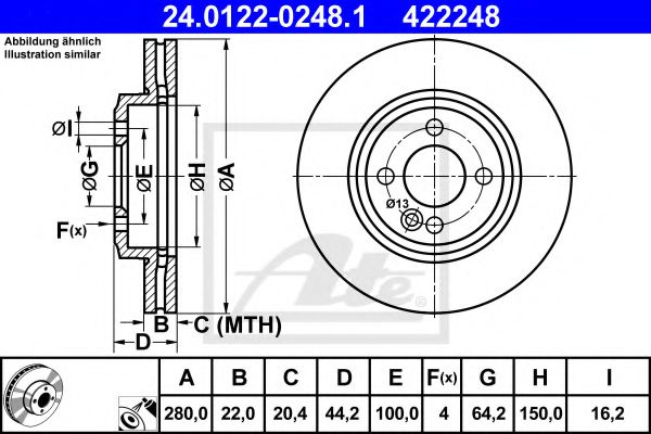 ATE - 24.0122-0248.1 - Гальмівний диск