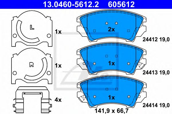 Гальмівні колодки дискові перед. Opel Insignia 08-  (середина диска 321mm)/(17`)