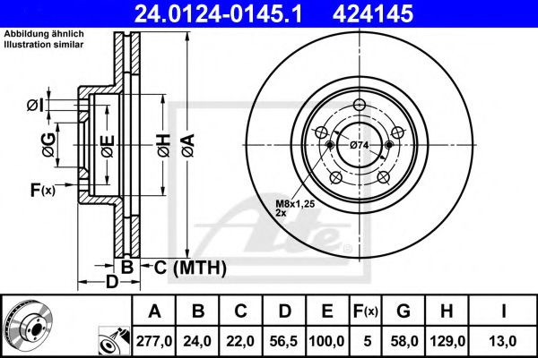 ATE - 24.0124-0145.1 - диск тормоз.