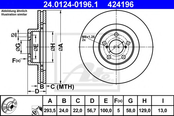 ATE - 24.0124-0196.1 - диск тормоз.