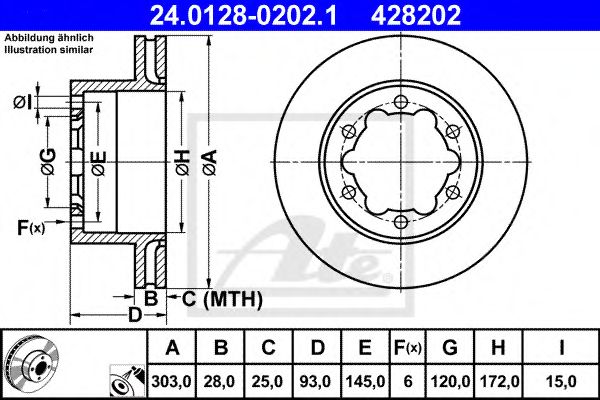 ATE - 24.0128-0202.1 - Диск гальмівний зад. DB Sprinter 5T 06-/Crafter
