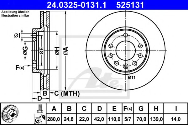 ATE - 24.0325-0131.1 - Тормозной диск (Тормозная система)