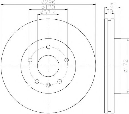 Гальмівний диск передній Ø 296mm Opel Insignia 1.6/1.8/2.0 08-