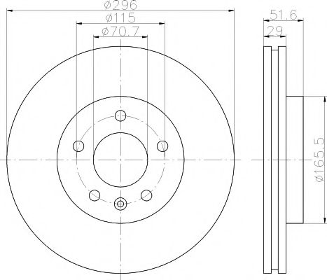 HELLA PAGID - 8DD 355 114-401 - Диск гальмівний  пер. .Chevrolet Captiva (296*29) / Opel Antara 06-