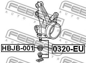 FEBEST - 0320-EU - Кульова опора передня нижня Honda Accord CG, CH, CL, CM 98- / Civic 03-