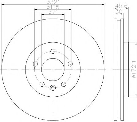 Гальмівний диск Opel Astra J, Astra J Gtc, Cascada, Zafira C 1.3D-2.0D 09.09-