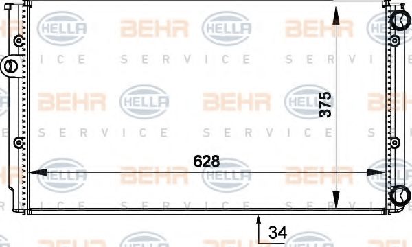 BEHR HELLA SERVICE - 8MK 376 714-044 - Радіатор 628 mm VW Golf III,IV 1,8-2,0/1,9TDi 91-02