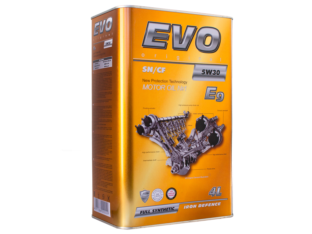 EVO - EVO E9 5W30 4L - Олива двигуна 4L EVO E9 5W30 (API SN/CF, ACEA A3/B4/C3, MB 229.31, VW 502.00/505.00, BMW LL-04, GM Dexos2)