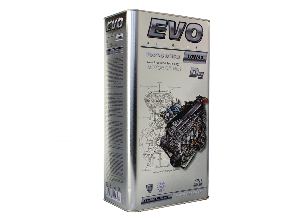 EVO - EVO TURBO DIESEL D5 10W40 5L - Олива двигуна 5L EVO TURBO DIESEL D5 10W40 (API CF, ACEA B4, MB 229.1, VW 505.00)