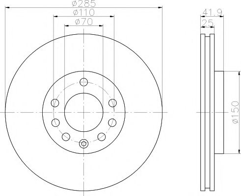 HELLA PAGID - 8DD 355 109-241 - Диск гальмівний перед. Opel Vectra C 1.8/2.2/1.9 02->