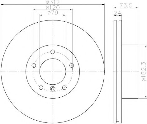 HELLA PAGID - 8DD 355 115-381 - Гальмівний диск перед. BMW 3 (E90/E90N) 320d 05-/X1 (E84) 09-