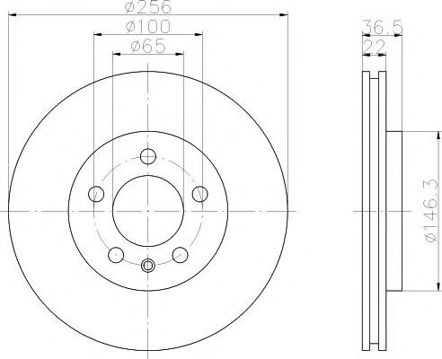 HELLA PAGID - 8DD 355 105-361 - Гальмівний диск перед. Seat Ibiza ,Skoda Fabia/Octavia  97-