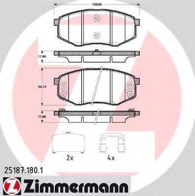 ZIMMERMANN - 25187.180.1 - колодки гальмівні дискові, к-кт