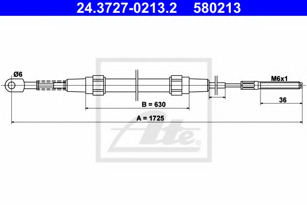ATE - 24.3727-0213.2 - Трос ручного гальма BMW 3er Reihe/E30 (83-93) (L=1725mm)