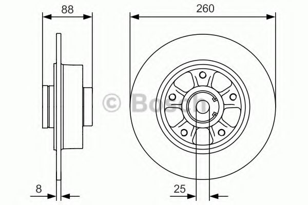 BOSCH - 0 986 479 575 - Диск гальмівний задній (з підшипником) 260x86,2 Renault Fluence, Megane III, CC, 08-