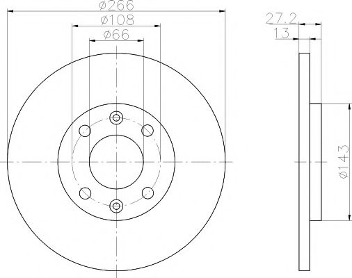 TEXTAR - 92089103 - Диск гальмівний CITROEN Berlingo/Partner "F D=266mm "96>>