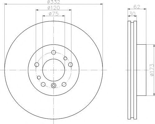 TEXTAR - 92107205 - Диск гальмівний BMW X3(E83)/X5(E53) "F D=332mm "00-11