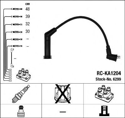 NGK - 6299 - К-кт проводiв NGK (RC-KA1204) HYUNDAI/KIA Atos/Picanto "1,0-1,5 "00-13