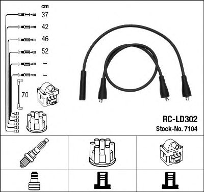 NGK - 7104 - Комплект кабелiв запалювання