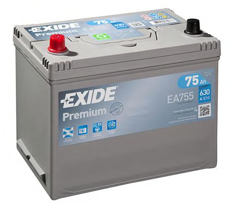 EXIDE - _EA755 - Батарея акумуляторна Exide Premium 12В 75Аг 630А(АЗІЯ) L+