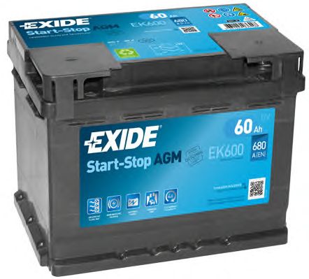 EXIDE - EK600 - АКБ Exide AGM 60Ah/680A (-/+)  242x175x190