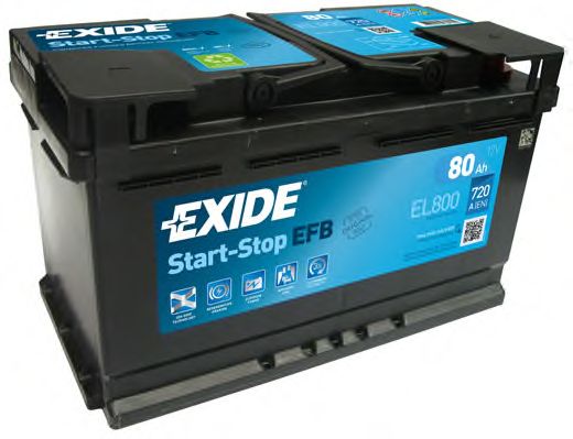 EXIDE - EL800 - Аккумулятор   80Ah-12v Exide EFB (315х175х190),R,EN720