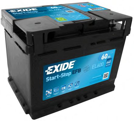 EXIDE - EL600 - Аккумулятор   60Ah-12v Exide EFB (242х175х190),R,EN640