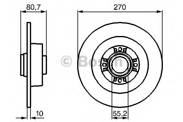 BOSCH - 0 986 479 196 - Диск гальмівний задній (з підшипником) Renault Megane/Scenic 1.5 Dci, 1.9Dci 05- (+ABS)