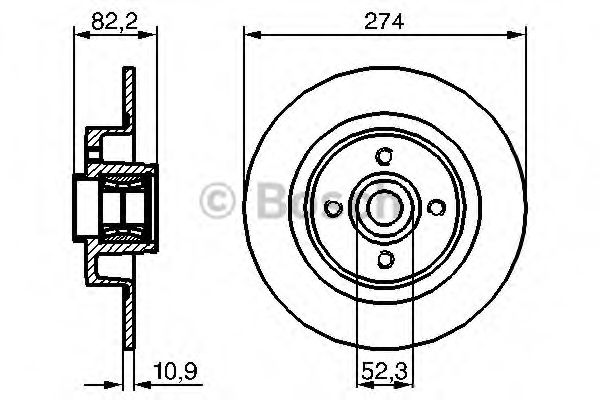 BOSCH - 0 986 479 277 - Диск гальмівний задній (з підшипником)Renault Scenic/Grand Scenic 2004- 274mm +ABS