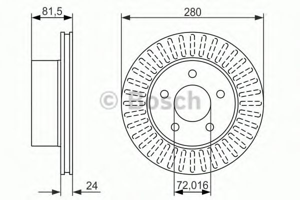 BOSCH - 0 986 479 386 - Диск гальмівний перед. Jeep Grand Cherokee 97-  (280x24)