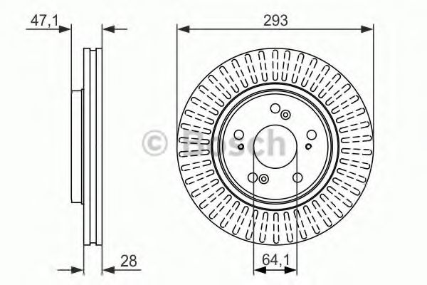 BOSCH - 0 986 479 456 - Гальмівний диск передній Honda Civic VII, VIII, CR-V II, FR-V, Stream 1.4-2.2I Ctdi 02.01-09.06