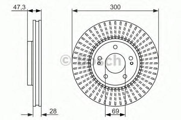 BOSCH - 0 986 479 595 - Диск гальмівний перед. Hyunday Sonata V 05-, i40 CW 11-, Kia Sportage 10-