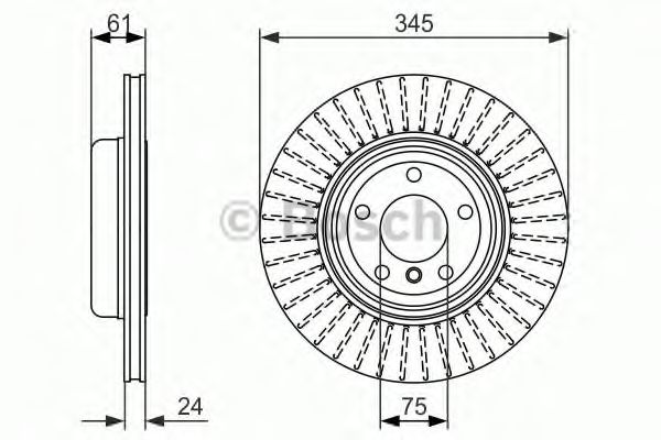 BOSCH - 0 986 479 729 - Гальмівний диск зад. (345x24x22.4) BMW 525i 03- (вентил.)