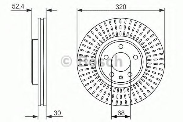 BOSCH - 0 986 479 753 - Диск гальмівний передній Audi A4, A5, A6, 1,8-3,2, 09-