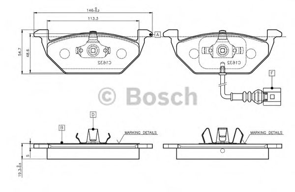 BOSCH - 0 986 TB2 314 - Комплект тормозных колодок, дисковый тормоз (Тормозная система)