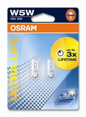 OSRAM - 2825ULT-02B - Лампа накаливания W5W 12V 5W W2,1x9,5d Ultra Life (компл.) (пр-во OSRAM)