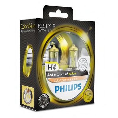 PHILIPS - 12342CVPYS2 - (к-кт 2шт) Лампа H4 60/55W 12V P43t-38 ColorVision Yellow упаковка блістер