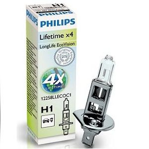 PHILIPS - 12258LLECOC1 - Лампа накаливания H1 12V 55W  P14,5s LongerLife Ecovision (пр-во Philips)