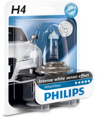 PHILIPS - 12342WHVB1 - Лампа H4 12V 60/55W P43T WhiteVision упаковка блістер