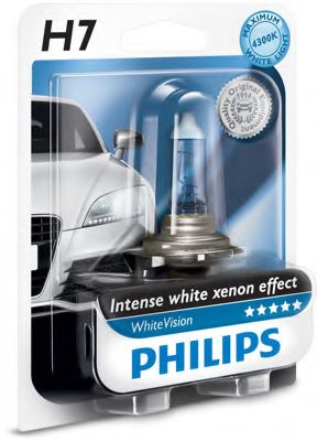 PHILIPS - 12972WHVB1 - Лампа H7 12V 55W PX26d White Vision упаковка блістер