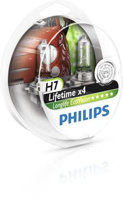 PHILIPS - 12972LLECOS2 - Лампа накаливания H7 12V 55W  PX26d LongerLife Ecovision 2шт (пр-во Philips)