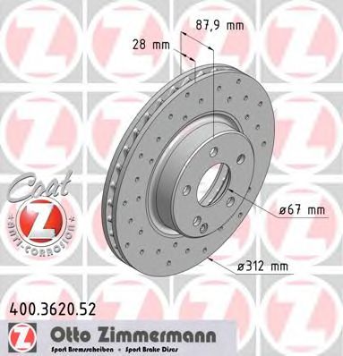 ZIMMERMANN - 400.3620.52 - диск гальмівний SPORT Z