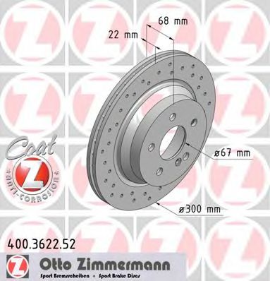 ZIMMERMANN - 400.3622.52 - Гальмівний диск зад. MB E (W211) 2.6-3.5 03.03-07.09