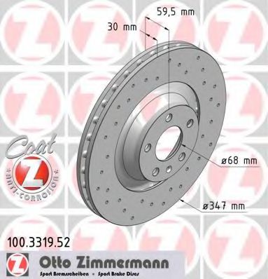 ZIMMERMANN - 100.3319.52 - Диск гальмівний перед. Audi A6, A6 Allroad 2.0-4.2 05.04-08.11